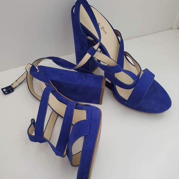 Strappy Blue Suede Sandals
